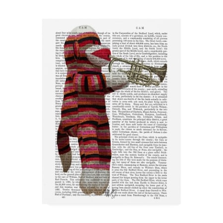 Fab Funky 'Sock Monkey Playing Trumpet' Canvas Art,24x32